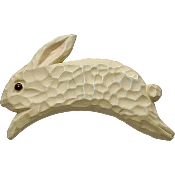 Vintage Hallmark Easter Bunny Hopping Pin Brooch Tack Rabbit Jumping White - Picture 2 of 9